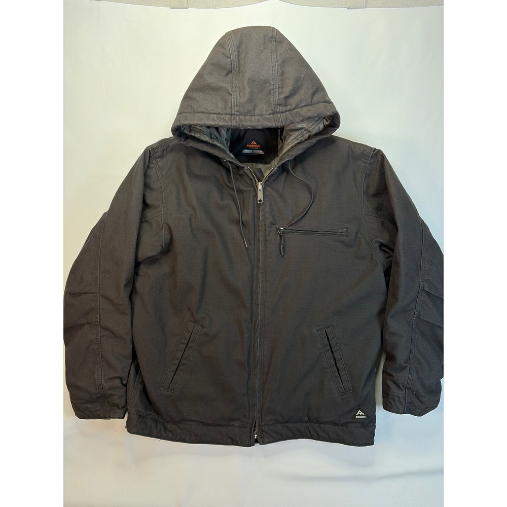 Ridgecut Toughwear Mens Black Hooded Canvas Work Jacket TRHJ54BK Large